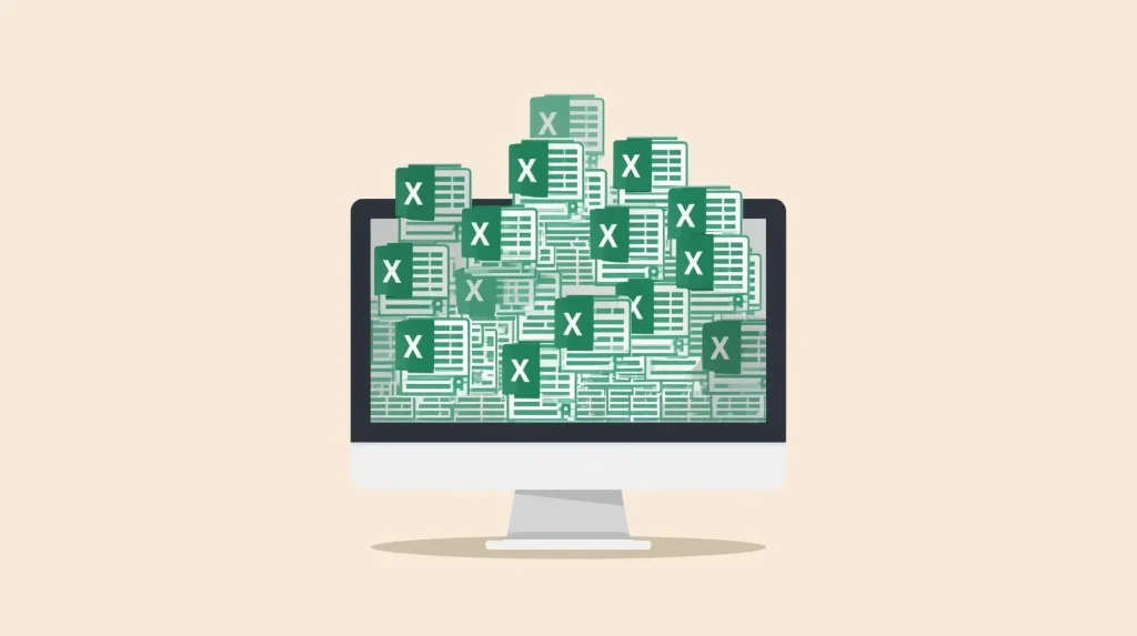 Excel管理の乱立（最新版不明・二重管理）イメージ