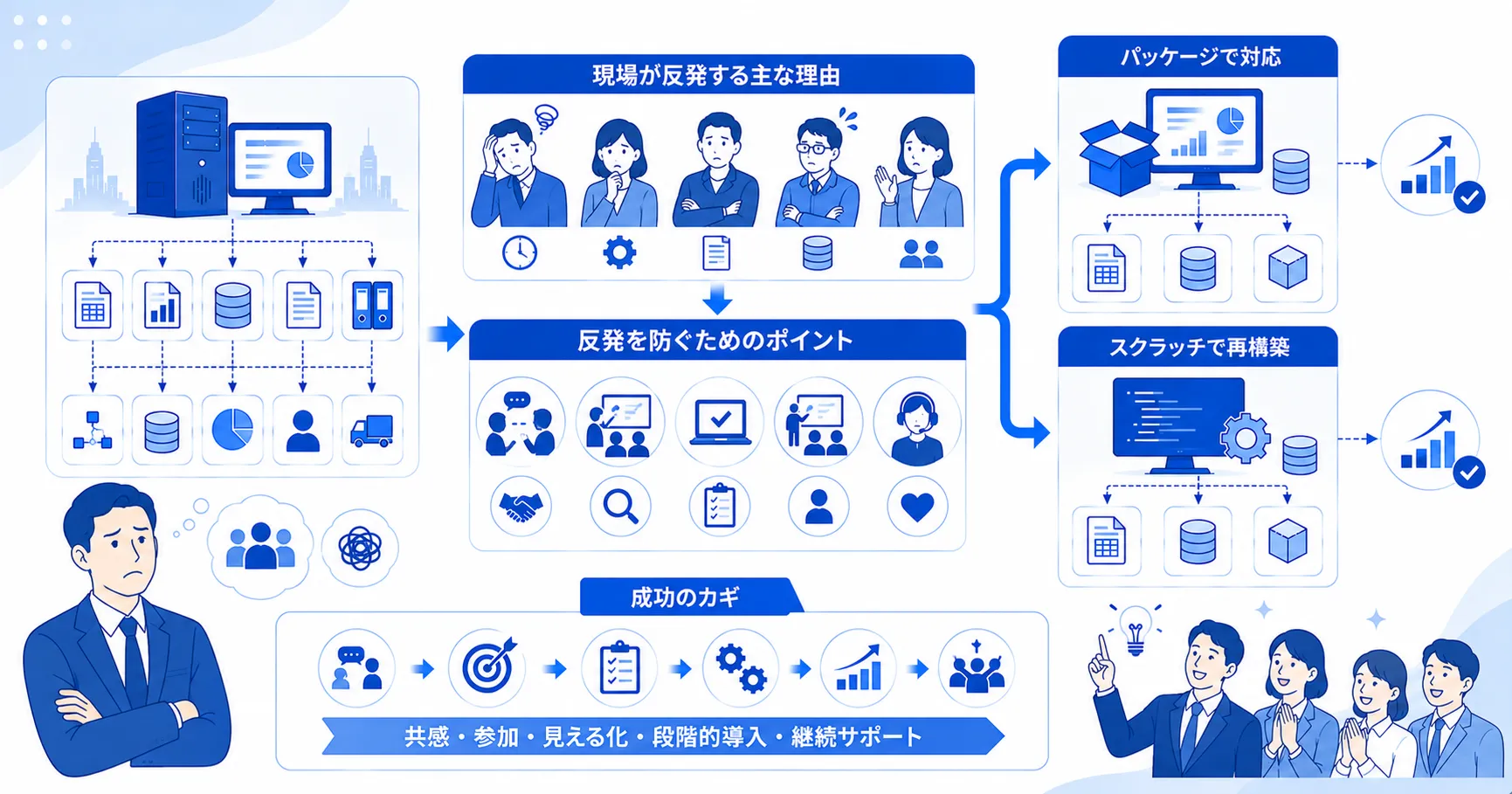 基幹システム再構築で現場が反発する理由と防ぐ方法