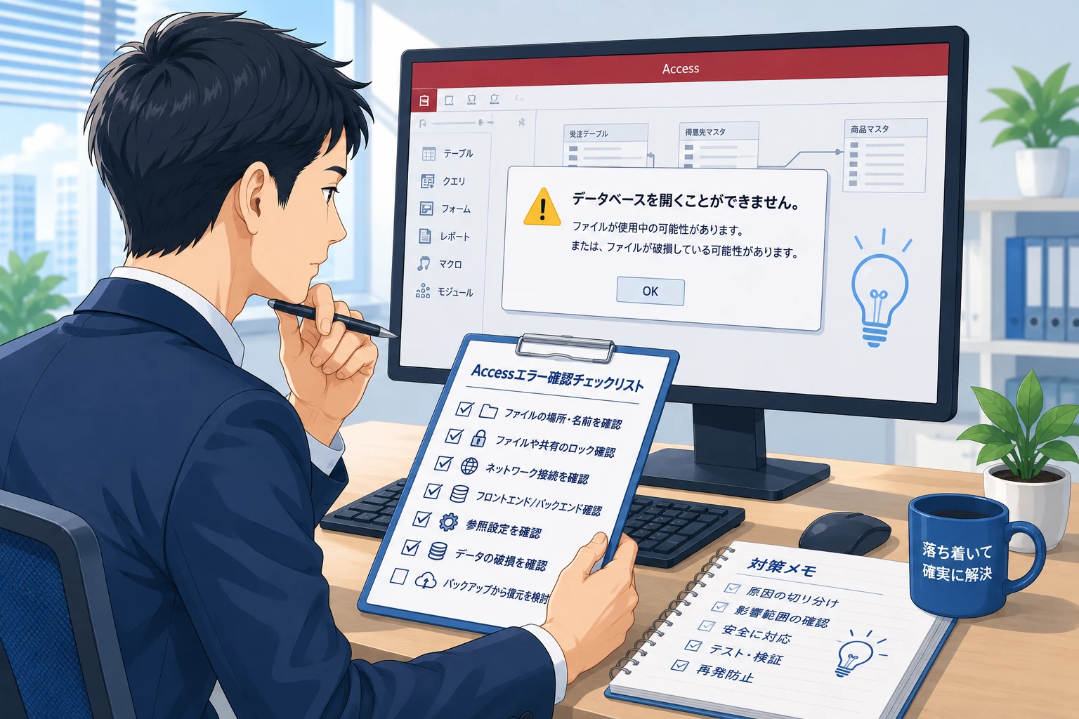 Accessで「データベースを開くことができません」が出たときの確認順