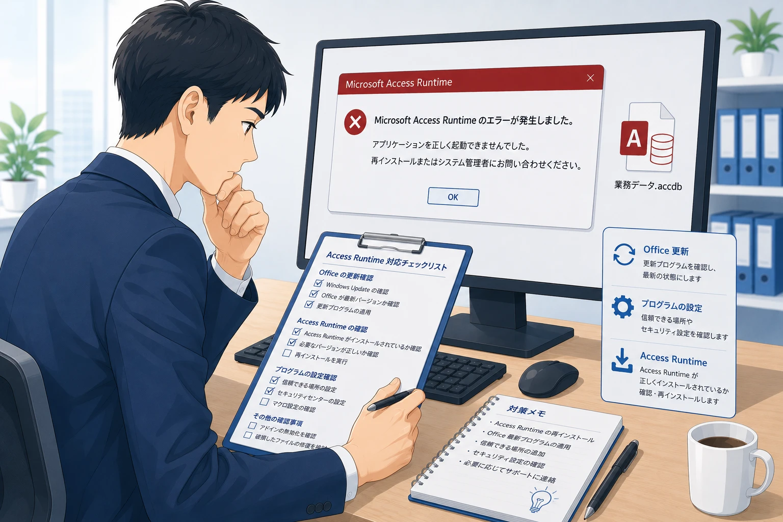 Access Runtimeだけで開かない原因と修正依頼前の確認項目