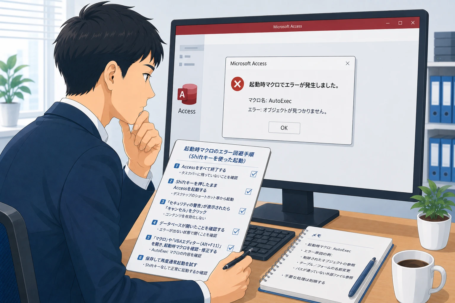 Accessの起動時マクロで止まるときの調査方法
