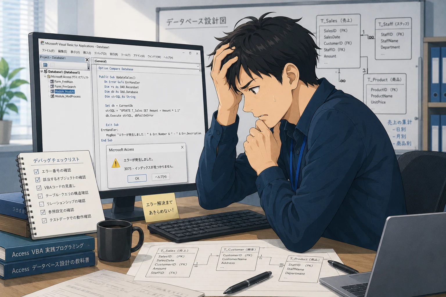 Accessの実行時エラー3061「パラメーターが少なすぎます」の直し方