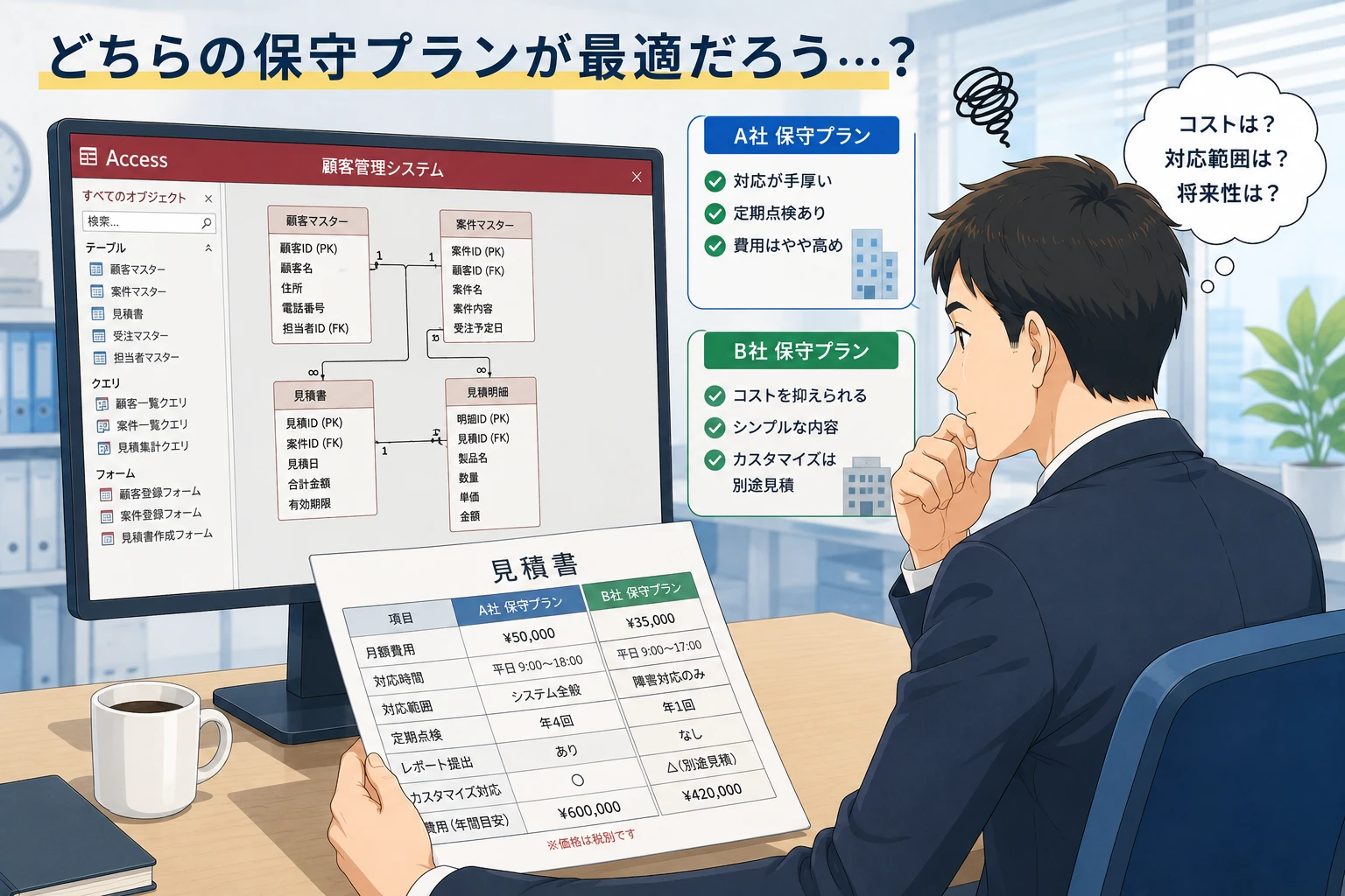 Access保守を月額化した方がよい会社・単発修正で足りる会社