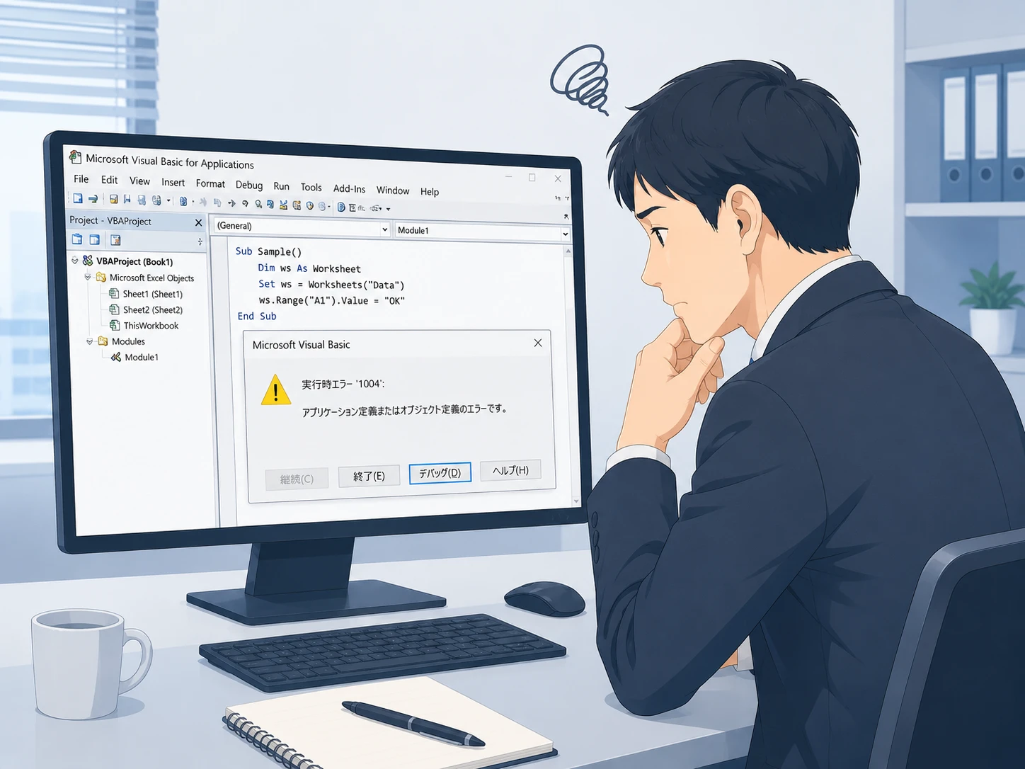 Excel VBA実行時エラー9「インデックスが有効範囲にありません」の原因