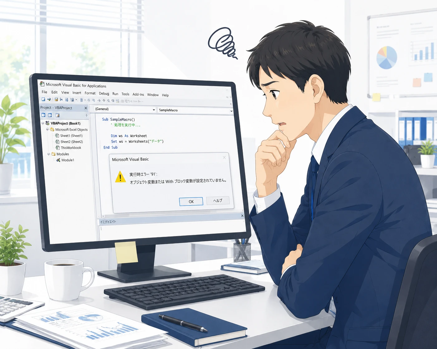 Excel VBA実行時エラー91「オブジェクト変数が設定されていません」の対処
