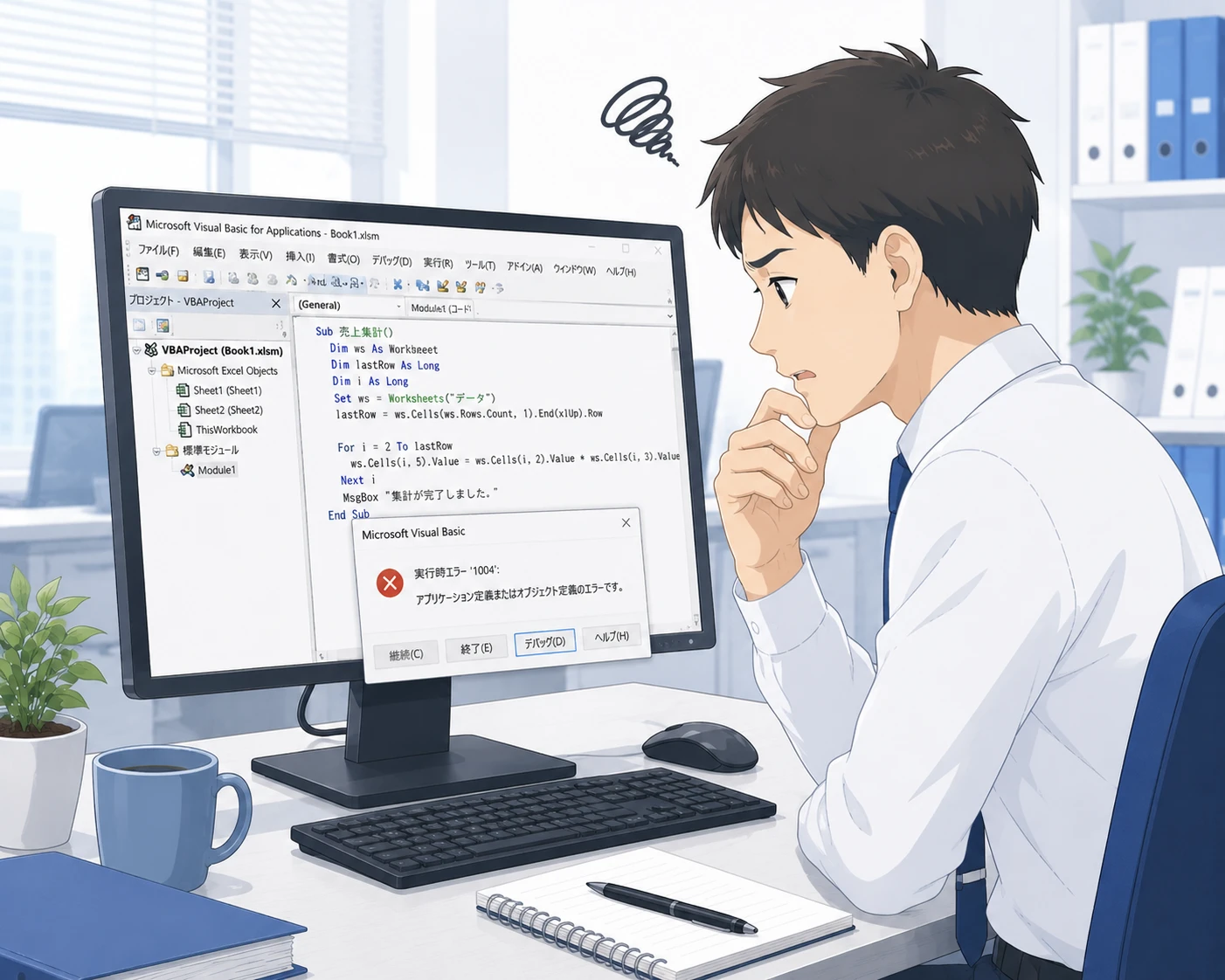VBAコンパイルエラー「SubまたはFunctionが定義されていません」の直し方