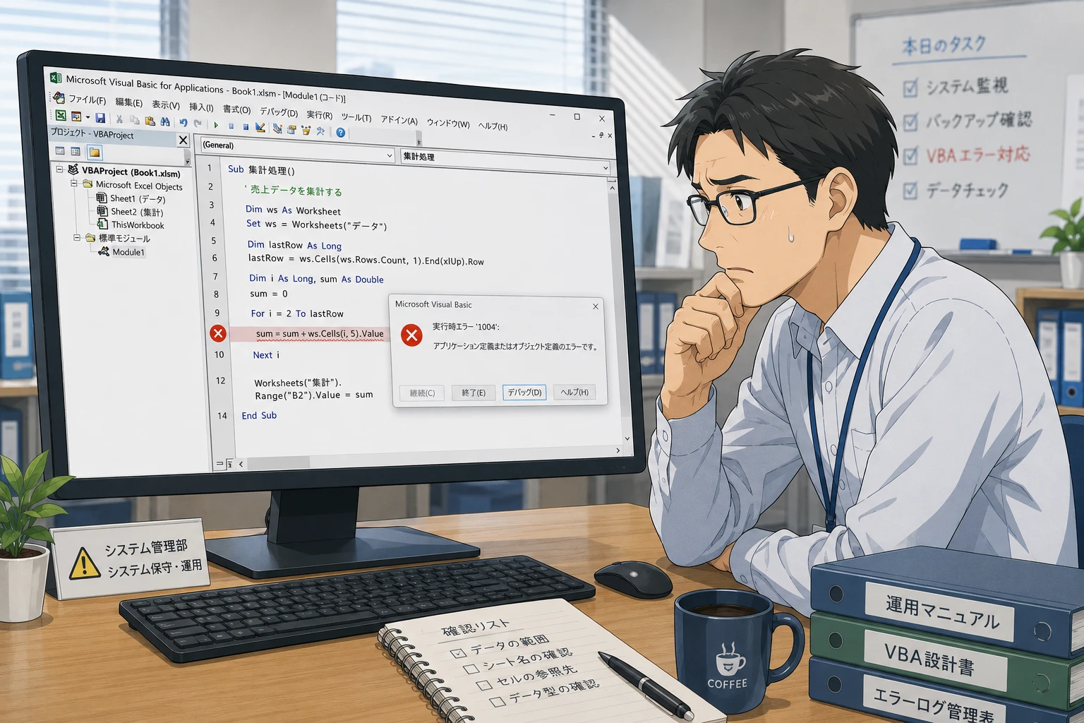 Excel VBAの参照設定エラーでマクロが動かないときの確認手順