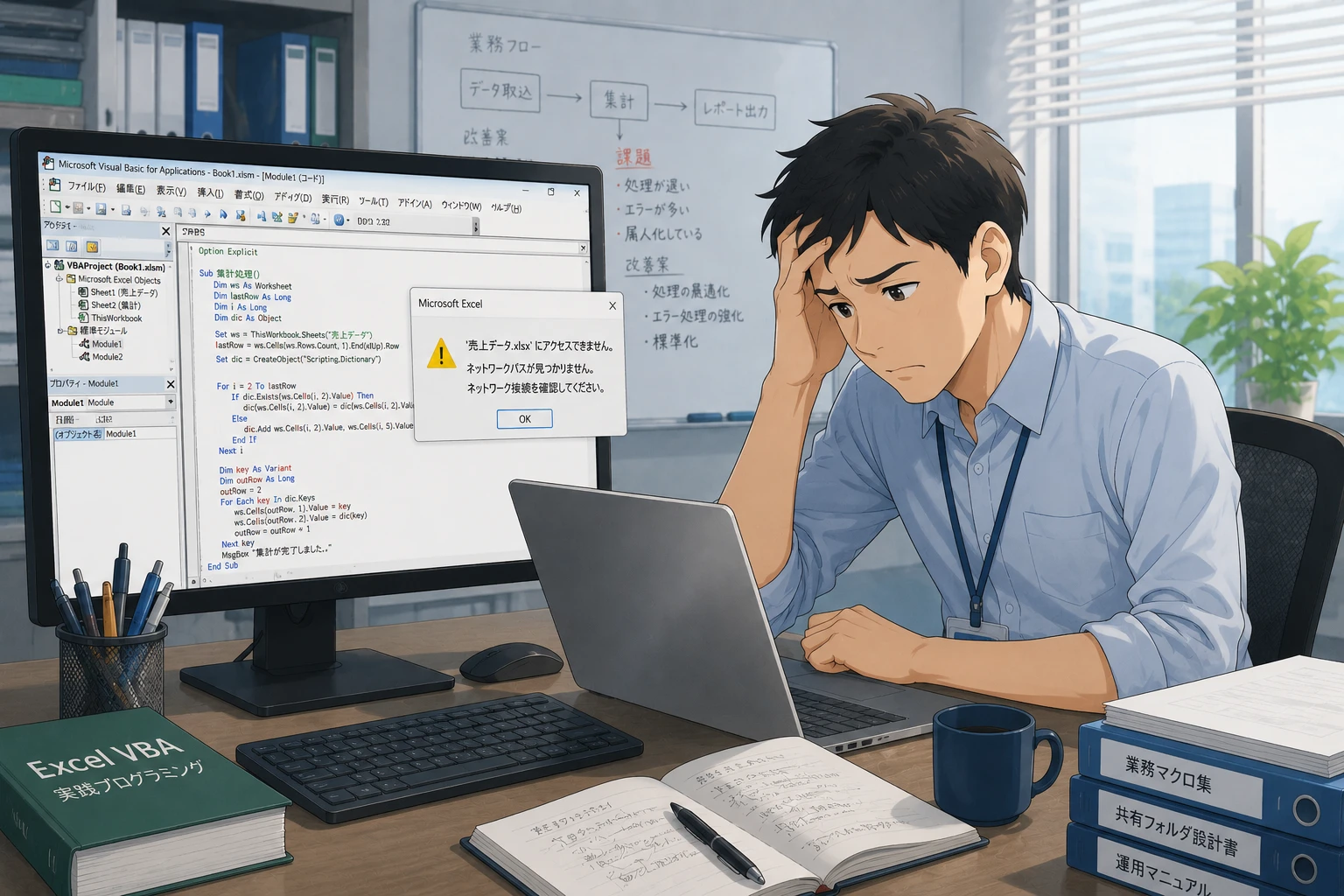 Excelマクロで別ブックを開けない原因｜パス変更・共有フォルダ・権限