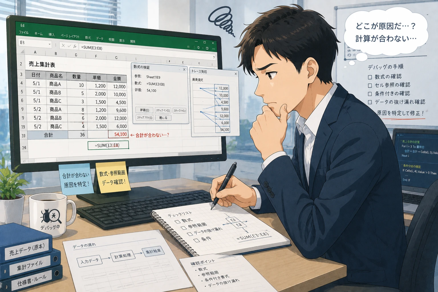 Excelマクロの処理結果が合わないときに見るべき計算式・条件分岐・データ範囲