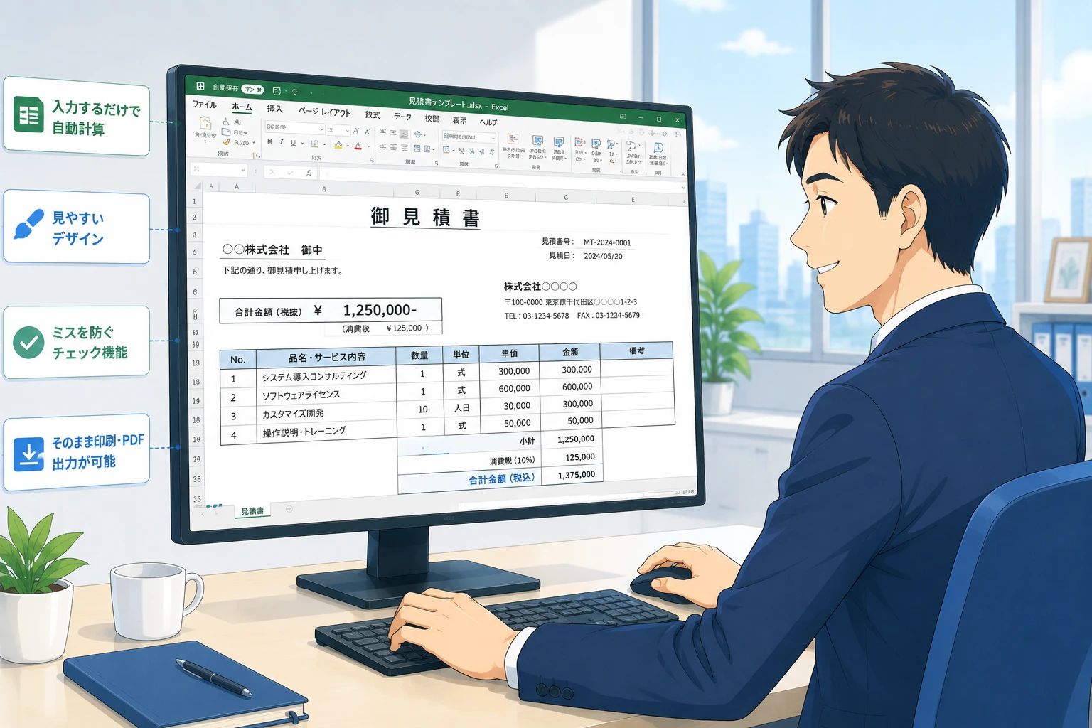 見積書をExcelマクロで自動作成するときの入力項目・帳票設計