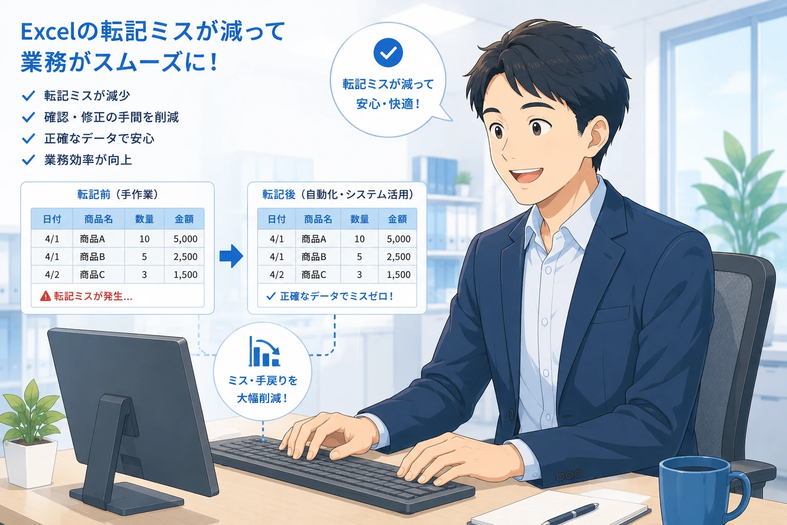 Excelの転記ミスを減らすマクロ化の進め方｜二重入力を残さない設計