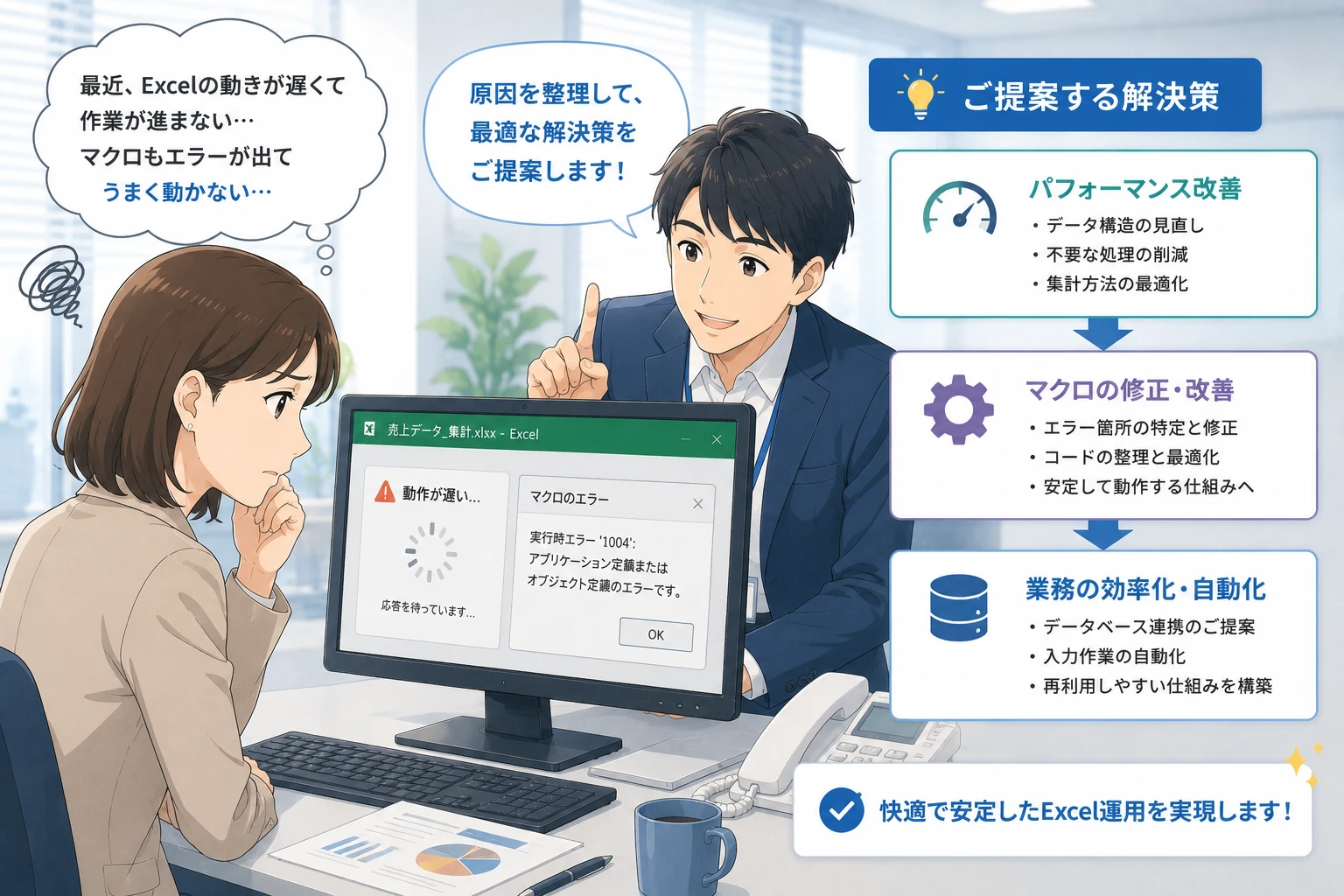 Excelシステム化を開発会社に相談すべきタイミング｜マクロ修正との違い
