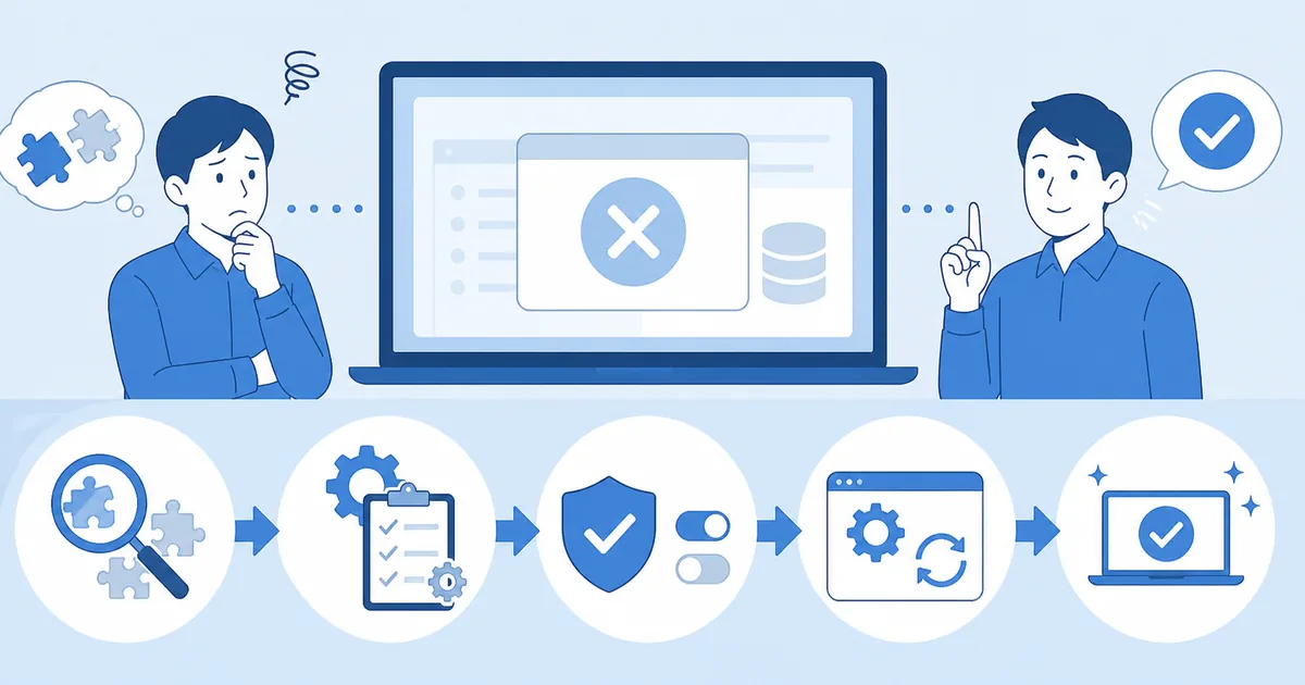 Access ActiveX・DLLが原因で動かない時の対処法 という記事の要点を図解するイメージ(記事内イラスト)