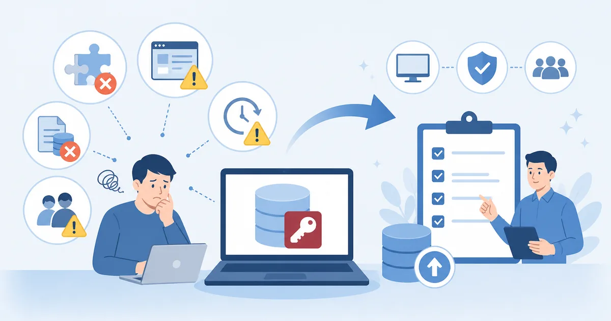 Access Runtime環境で起こる不具合と移行時の注意点 という記事の要点を図解するイメージ(記事内イラスト)