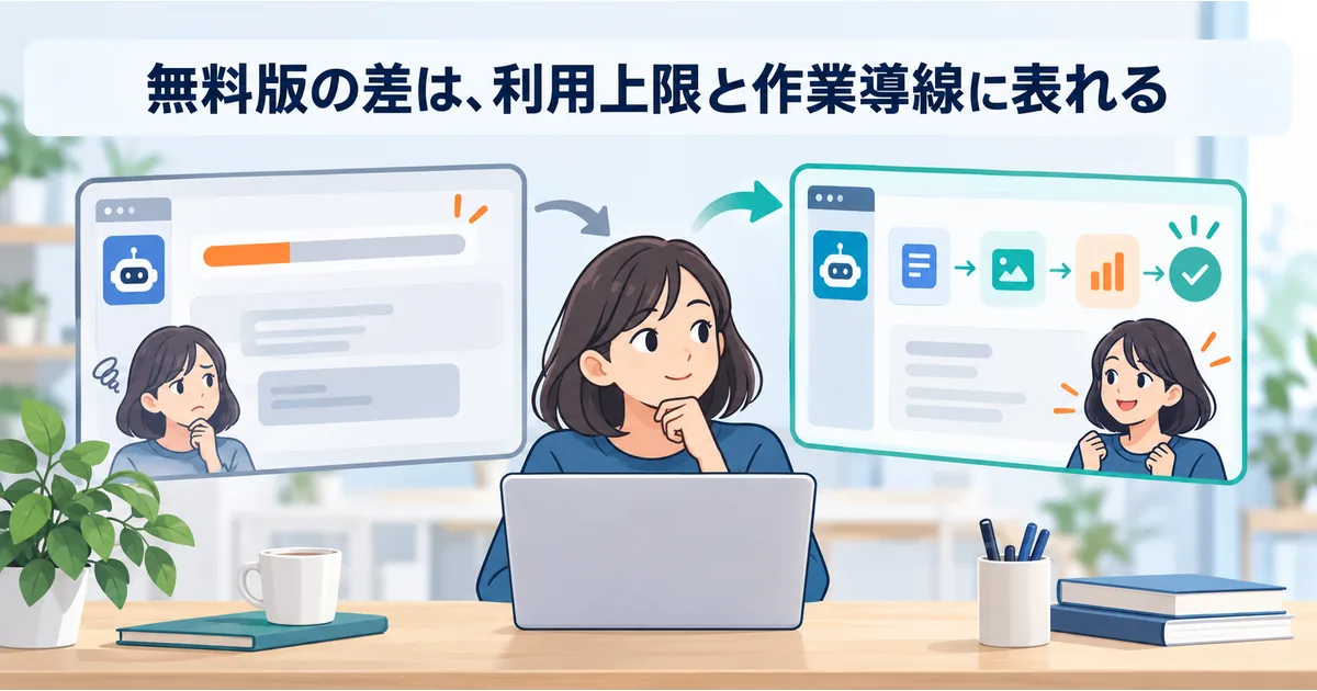 無料枠と有料機能の違いをアプリ別に見比べる利用者