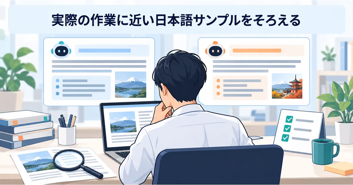 同じ日本語課題でAIの指示適合性や根拠を確かめる手順