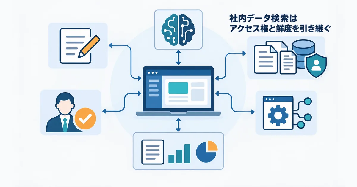 業務システムを中心にモデル、指示、社内データ検索、業務API、人の承認、ログと評価がつながるAIエージェントの構成図