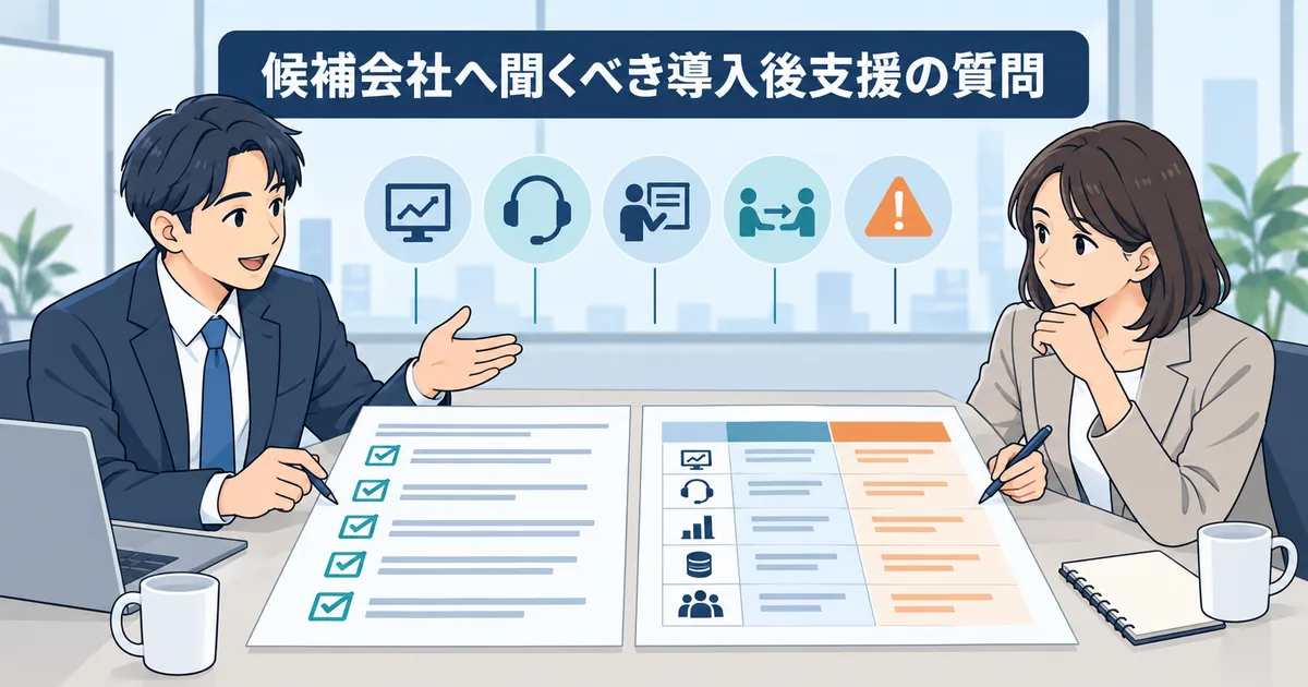 AI開発会社と顧客が導入後支援の質問票とSLAの責任分界を並べて比較する打ち合わせ