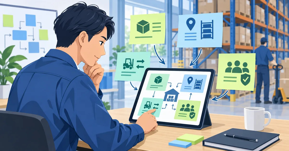 Power Appsの在庫管理アプリで商品マスタと入出庫履歴を設計する画面イメージ
