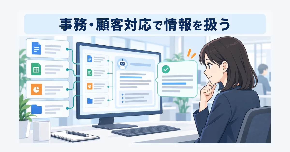 社内文書検索や問い合わせ回答案を担当者が確認するAIシステムの流れ