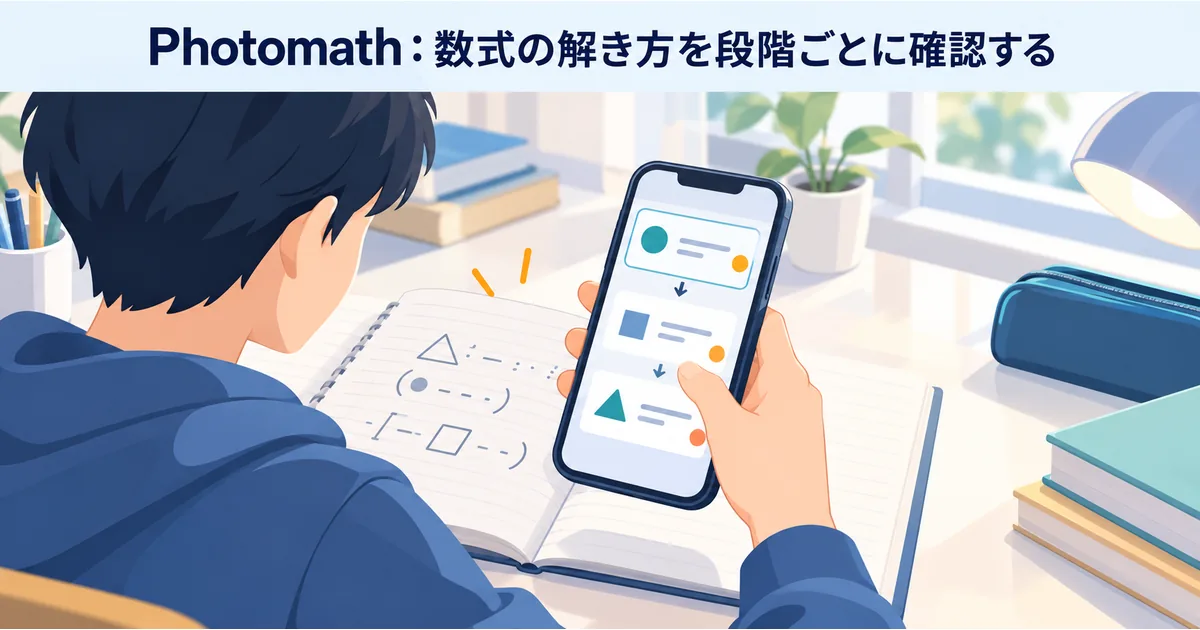 AIアプリを使って数学の解き方を一段ずつ見直す学習机
