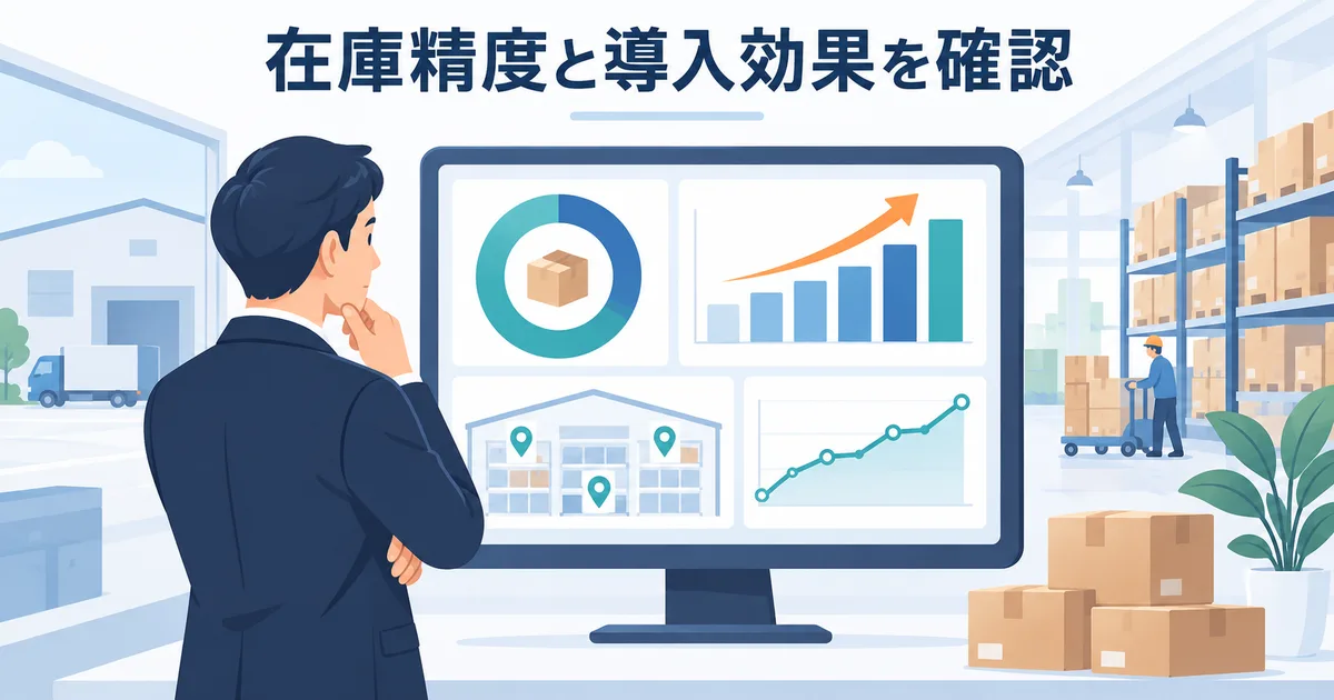 在庫精度と導入効果を確認できる倉庫管理ダッシュボード