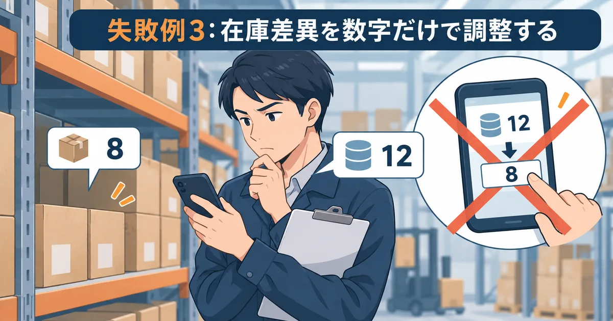 在庫管理アプリの導入失敗を防ぐため現場担当者がスマートフォンで入力操作を確認しているイメージ